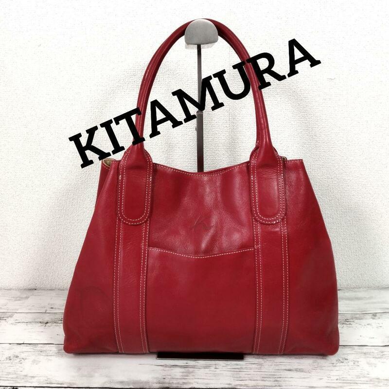 美品 キタムラ KITAMURA レディース ハンドバック レッド