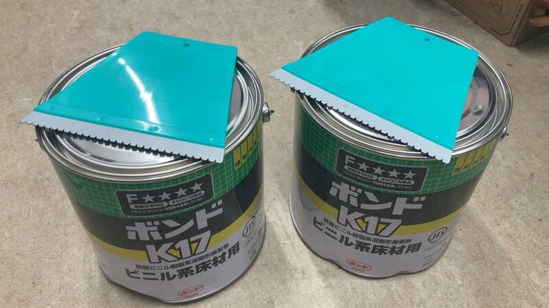 即決/ 未使用、缶にダメージ/ コニシ ボンドK17 (3kg缶×2）ボンド ビニル系床材用接着剤 K17　 3kg缶2缶セット 　 DIY 補修 速乾