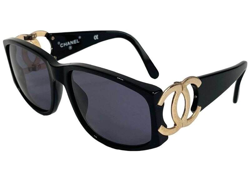 シャネル CHANEL イタリア製 02461 94305 ココマーク サングラス メガネ 眼鏡 ケース付 ブラック ゴールド
