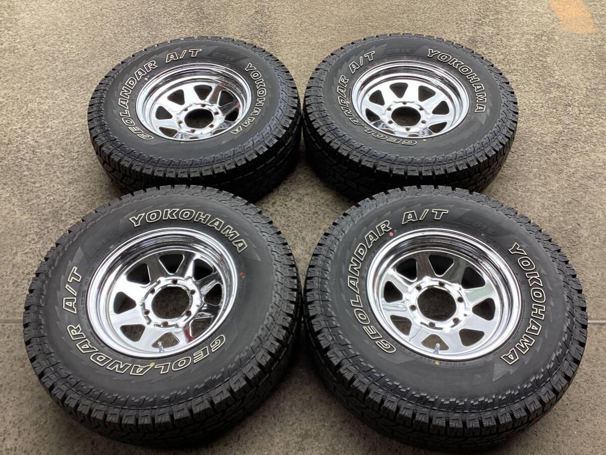 M7168 NISSAN サファリ純正メッキスチール 15インチ 7J +5 139.7/6H&31×10.50R15 6PR 夏タイヤ 4本 車検対応サイズ！