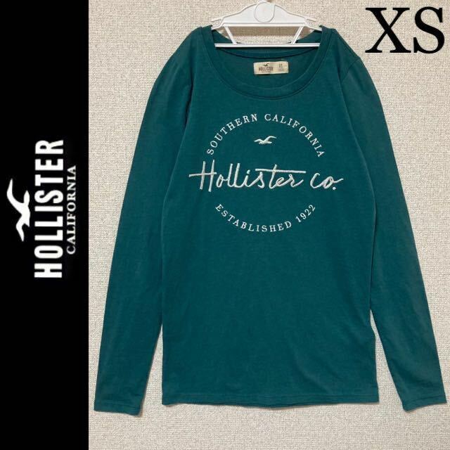 １回着新品同様☆HOLLISTERロンT 長袖Tシャツ XS グリーン ホリスター