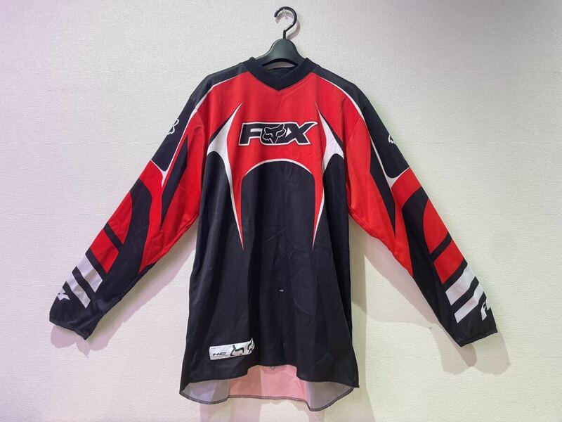 ■中古■FOX RACING フォックス レーシング レーシングシャツ　レッド　ブラック Mサイズ ロードバイク ウェア ジャージ P0749