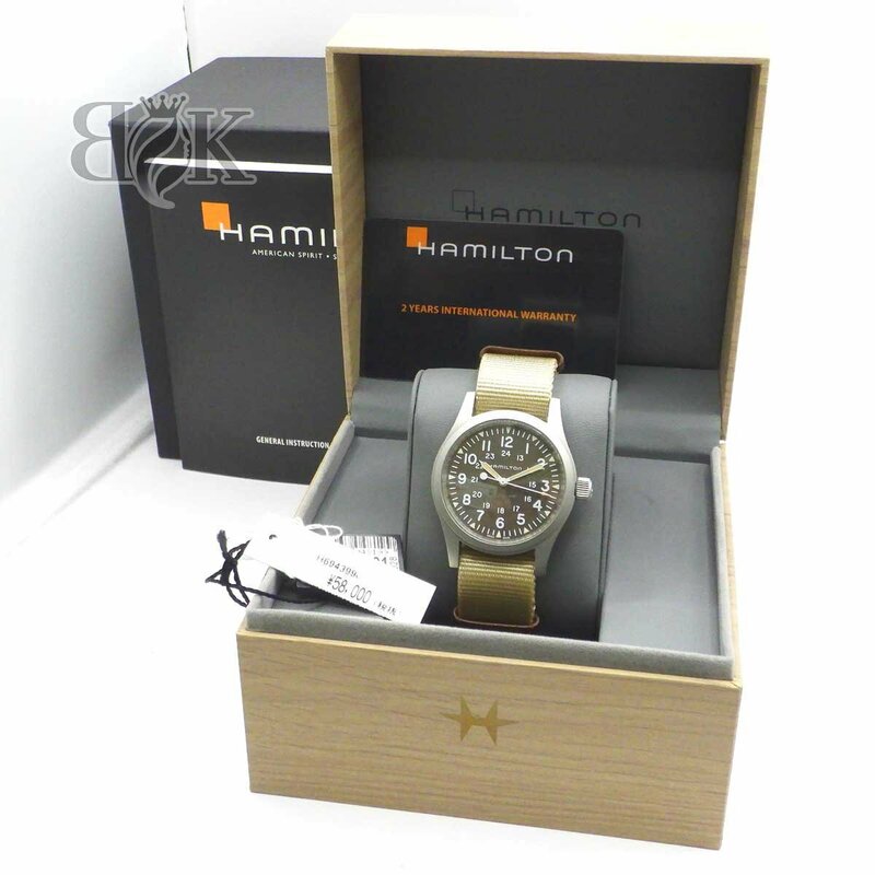 ハミルトン H69439901 カーキ フィールド 手巻き カード 腕時計 箱 ●