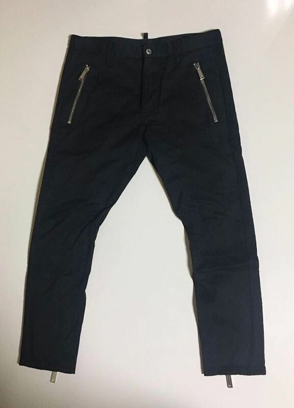 DSQUARED2 Black Gathered biker jeans 46 新品 ブラック ディースクエアード 黒 バイカー クロップド パンツ pants デニム