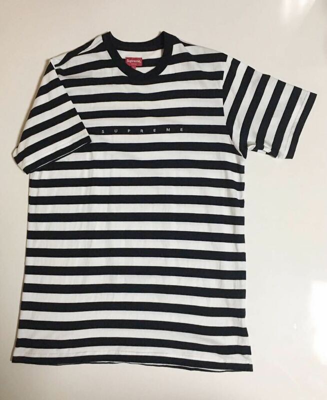 Supreme Bar Stripe Tee L ホワイト ブラック シュプリーム ボーダー Tシャツ 半袖 カットソー border BLACK WHITE 白 黒