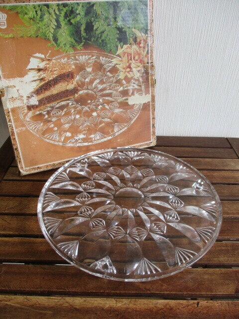 ■WAKO/銀座和光 ガラス ケーキプレート 30cm 三つ足 