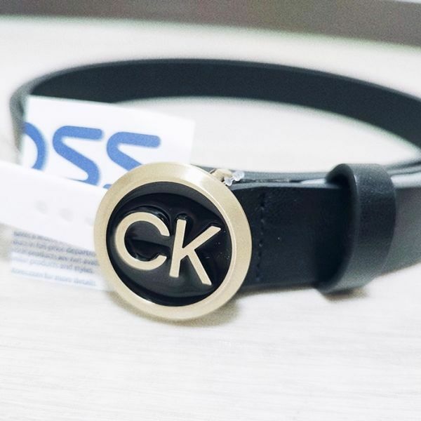 新品 CK カルバンクライン レディース用 ロゴバックル ベルト 黒 ブラック XL/TG XLサイズ Calvin Klein s033