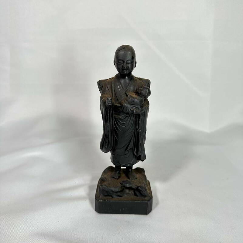 弘法大師 子安大師 立像 銅像 仏像 仏具 ブロンズ像 仏教美術 伝統工芸 工芸美術 (RJ-087)