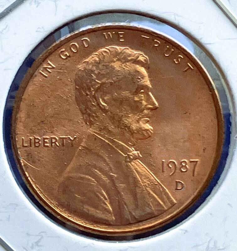 流通美品！★アメリカ・コイン 1987年・1セント銅貨(D)★（ペニー）