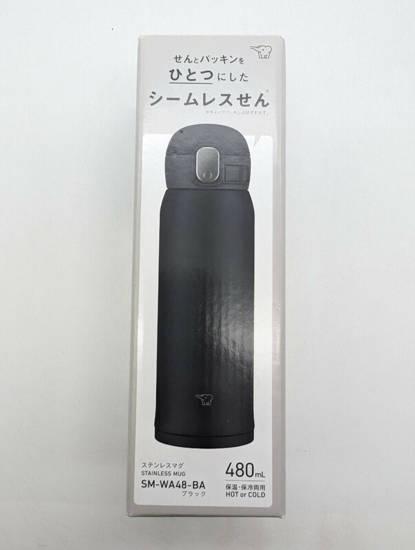 未使用品 ZOJIRUSHI 象印 ステンレス製携帯用まほうびん シームレスせん ステンレスマグ 水筒 SM-WA48-BA 480ml ワンタッチ ブラック