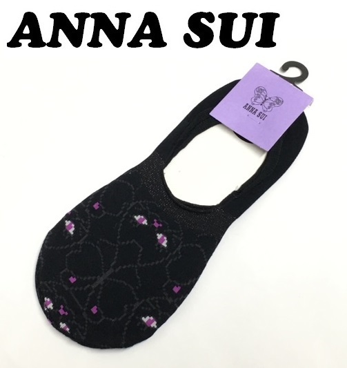 【ANNA SUI】(NO.3229)アナスイ インナーソックス　フットカバー　靴下　ブラック×キャット柄　未使用　23-25cm