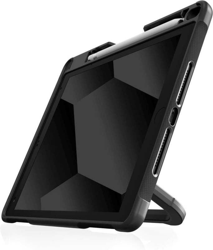 STM Goods Dux Swivel Rugged iPad第10世代ケース 360°回転可能スタンド 伸縮性ハンドストラップ Apple Pencil収納 - ブラック