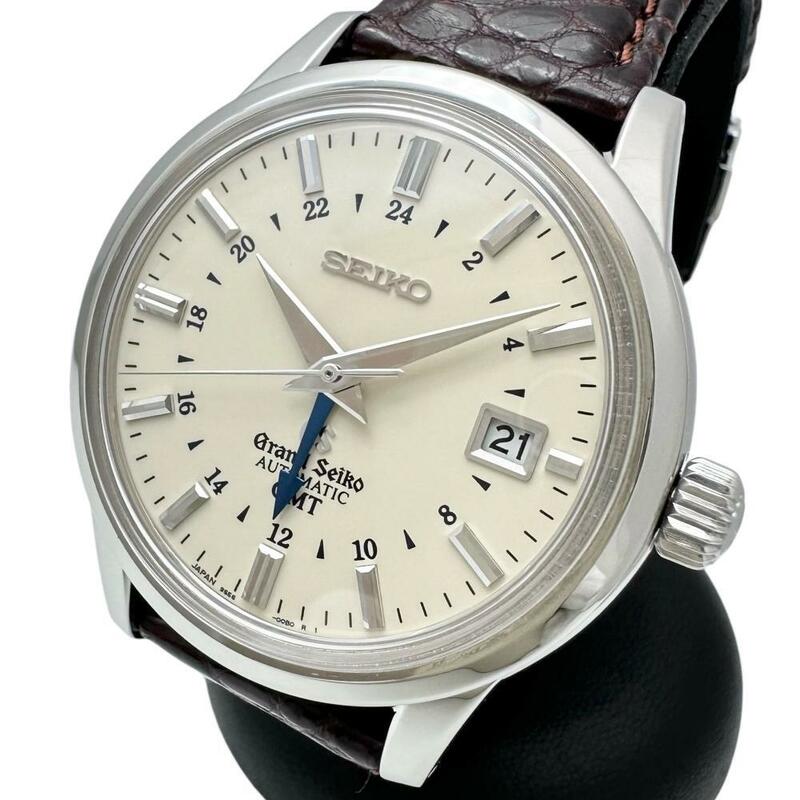 セイコー グランドセイコー メカニカル GMT SBGM003(9S56-00B0) 保証書付 腕時計 ステンレス 自動巻 ベージュ文字盤 メンズ