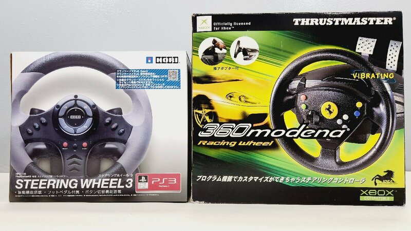 ☆現状品 360 THRUSTMASTER Modena Racing Wheel/HORI PS3ハード ステアリングホイール3 ハンコン 2台セット 同梱不可 1円スタート