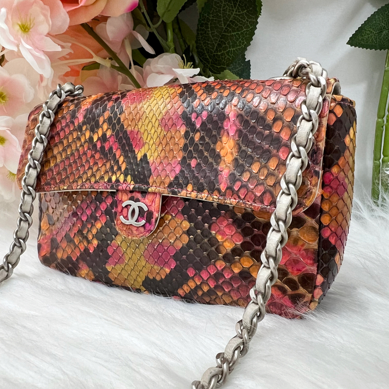 1円スタート CHANEL シャネル エキゾチックレザー リアルパイソン ２WAY ミニショルダーバッグ 6番台 ココマーク シルバー金具