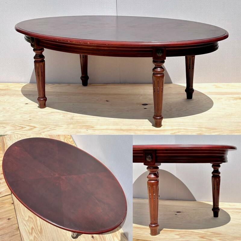 イタリア製 センターテーブル オーバル形 幅119cm 再塗装済み！ コーヒーテーブル リビングテーブル ローテーブル