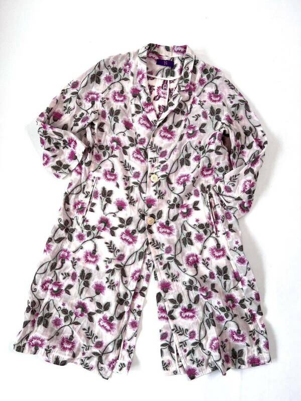Y's PINK フローラル刺繍 花柄 コート 透け感 ロングコート ワイズ ピンク ヨウジヤマモト yohji yamamoto 羽織 ジャガード