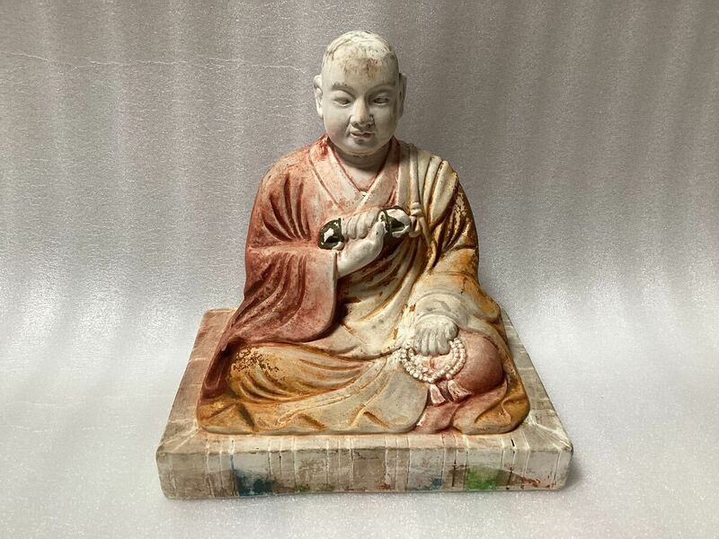 チ　僧侶像　ご本尊像　お大師像　置物　オブジェ　飾り物　彫刻　仏教美術 骨董品　古美術