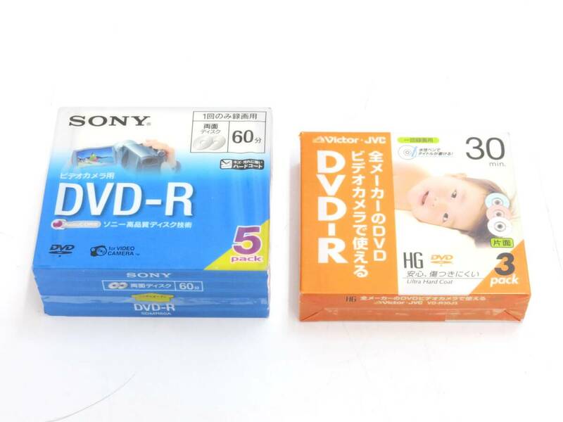 未使用　DVD-R　ミニディスク　2個セット　計8枚　SONY/Victor・JVC　家電　ムービー　映像機器　記録メディア
