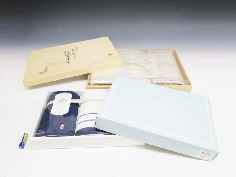 ◆(EG) 今治謹製 紋織タオル IM-4036 シンシアコットン S-12250 2箱セット バスタオル フェイスタオル ウォッシュタオル 綿100％ 日本製