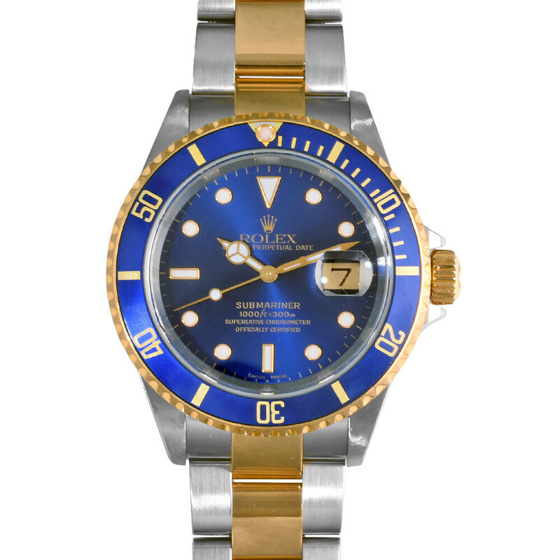 ロレックス ROLEX 16613 サブマリーナ デイト Y番 2002年製造 腕時計 自動巻 ブルー文字盤 YG×SS メンズ