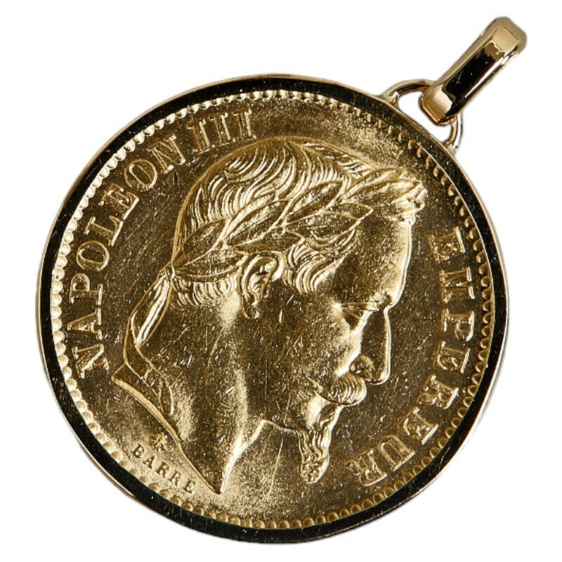 K21.6 ゴールド K18YG イエローゴールド 1867年 A パリ ナポレオン三世 20フラン金貨 ペンダントトップ レディース 中古
