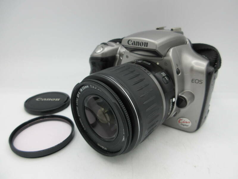 中古 カメラ Canon キャノン EOS Kiss Digital DS6041 デジタル一眼レフ / CANON ZOOM LENS EF-S 18-55mm 1:3.5-5.6 USM ※動作未確認 ／D