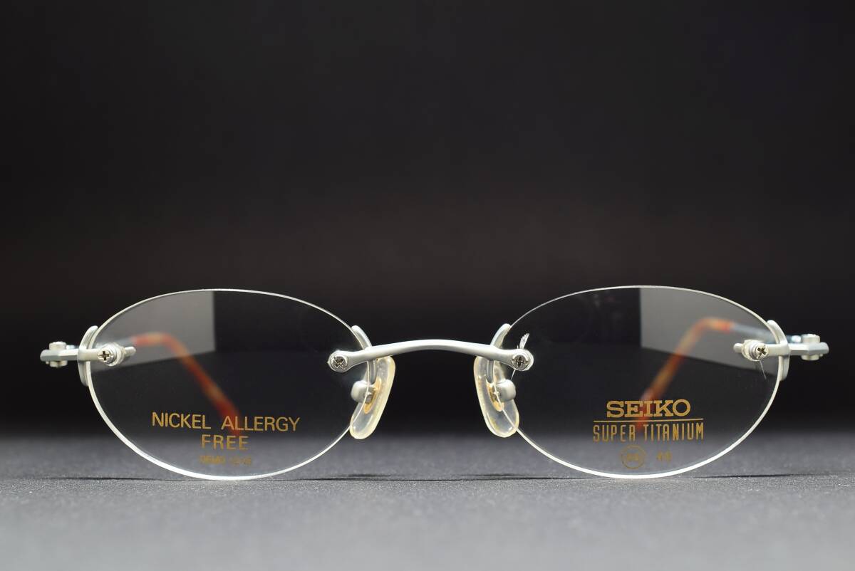 デッドストック SEIKO T338/UT7007 063/SL 46-20 純チタン製 ツーポイント オーバル メガネ サングラス フレーム 日本製