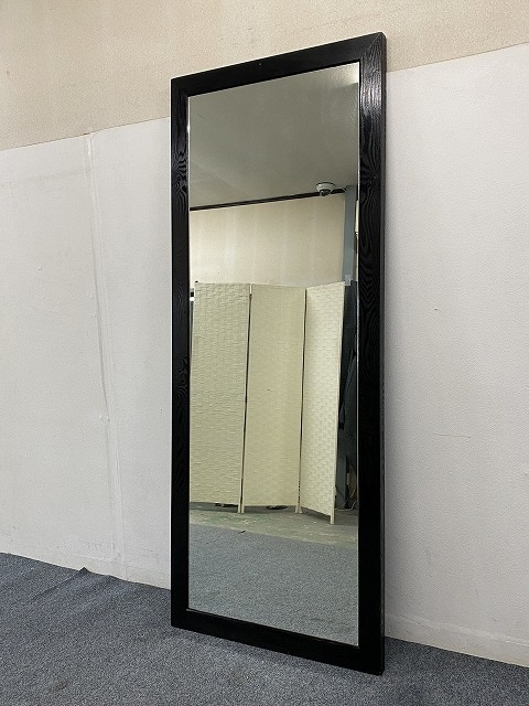 27201D1505）特大ミラー スタンド 鏡 インテリア スタンド アパレル スタジオ ダークブラウン リビング 寝室 壁面 中古 家具