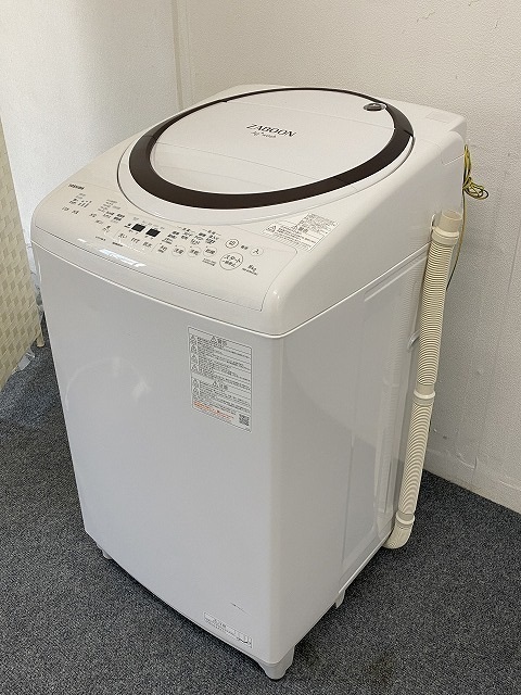 27281D4530) 2023年製!TOSHIBA/東芝 タテ型洗濯乾燥機 ZABOON 洗濯8kg/乾燥4.5kg 抗菌メガシャワー洗浄 AW-8VM2 グランホワイト