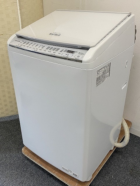 P6120)HITACHI 日立 縦型洗濯乾燥機 ビートウォッシュ 洗濯8kg 乾燥4.5kg BW-DV80G AI お洗濯 除菌機能 温水ミスト 中古
