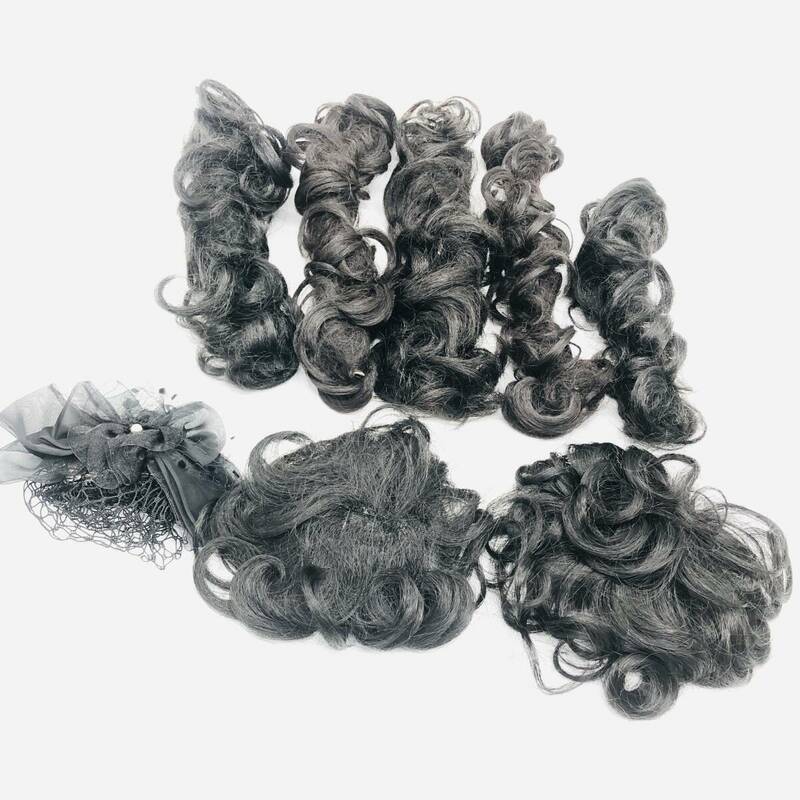 保管品 部分 ウィッグ 黒 ブラック つけ毛 ヘアパーツ ヘアピース クリップ ワイヤーウィッグ まとめ セット