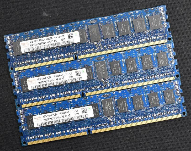 12GB (4GB 3枚組) DDR3L PC3L-10600R DDR3L-1333 REG 1Rx4 240pin ECC Registered Hynix サーバー MacPro向け (管:SA5739