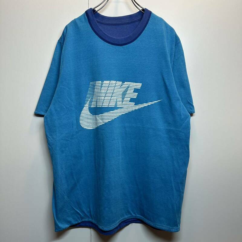 80's Vintage Nike Reversible Print Tee Blue 80年代 ビンテージ ナイキ リバーシブル プリント Tシャツ ブルー T212