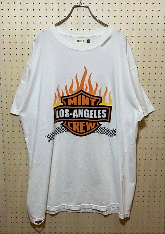 【L】Mint Crew Los Angeles Print Tee Shirt White ミントクルー ロサンゼルス プリント Tシャツ ホワイト 白 半袖 T199