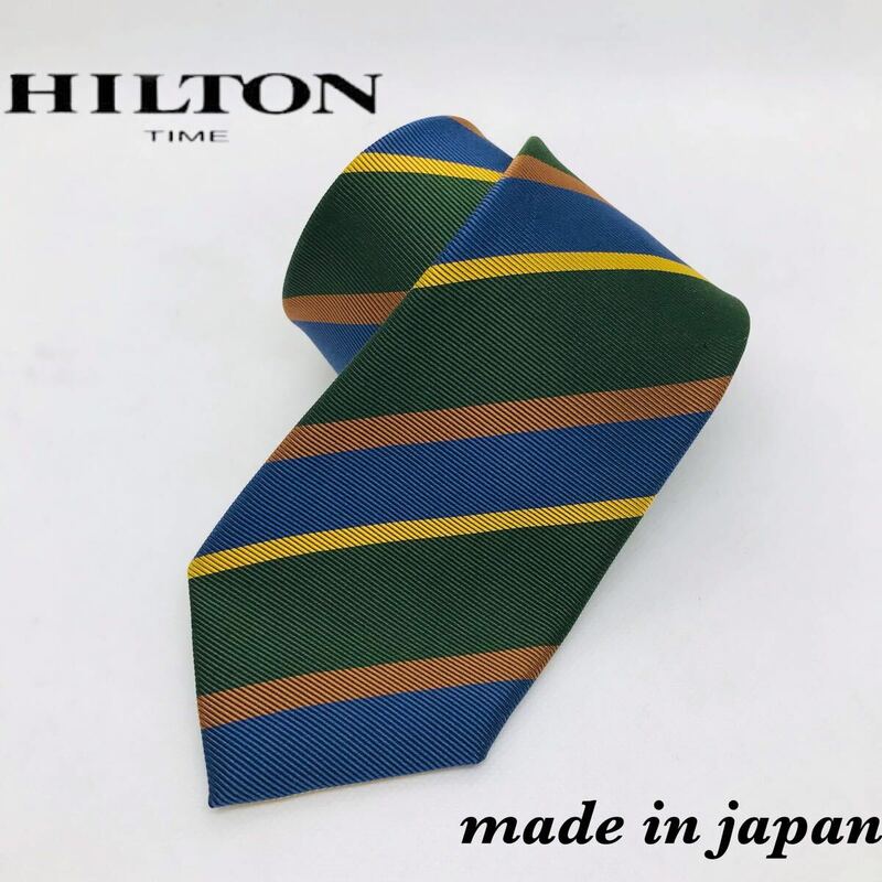 【美品】HILTON ストライプ　国産　シルク