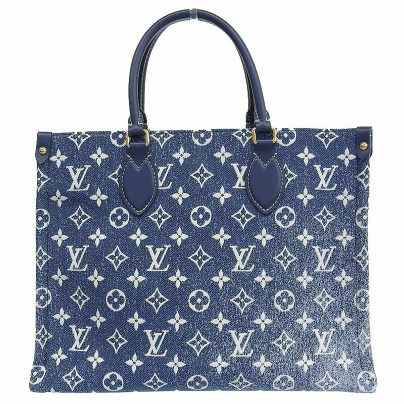 ルイヴィトン LOUIS VUITTON モノグラム ジャガードデニム オンザゴーMM トートバッグ ショルダー マリーヌ M59608 中古 新入荷 LV1551