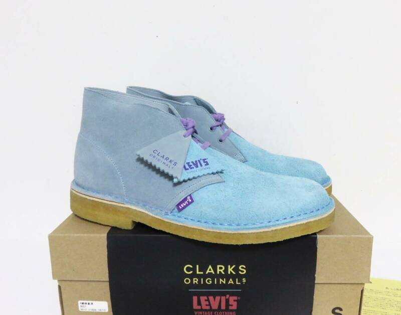 新品 Clarks × LEVI’S VINTAGE CLOTHING Desert Boot UK7.5 US8.5 ブルー ポルトガル製 リーバイス クラークス デザートブーツ LVC LEVIS