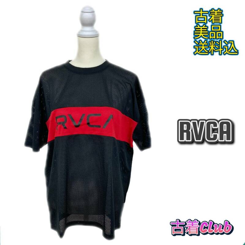 150RVCA ルーカ トップス メッシュ ロゴ Tシャツ AJ041-311 半袖 メンズ ユニセックス ブラック レッド
