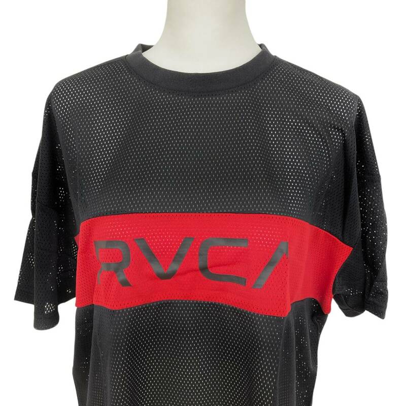 149　RVCA ルーカ トップス メッシュ ロゴ Tシャツ AJ041-311 半袖 メンズ ユニセックス ブラック レッド