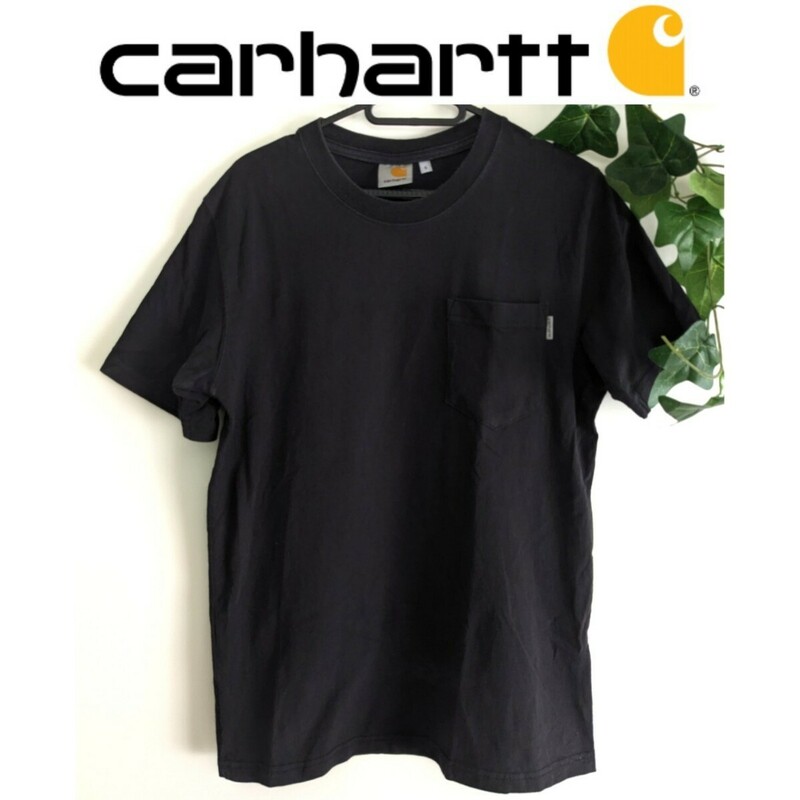 美品 カーハート CARHARTT WIP ポケット Tシャツ 半袖 ロゴ タブ 無地 シンプル ブラック 黒 S ヴィンテージ vintage レディース メンズ