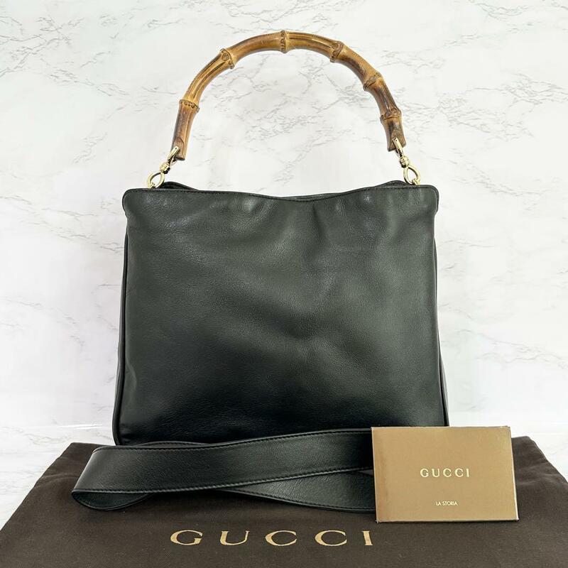 グッチ GUCCI バンブー 2way ハンドバッグ ショルダーバッグ レザー 自00118