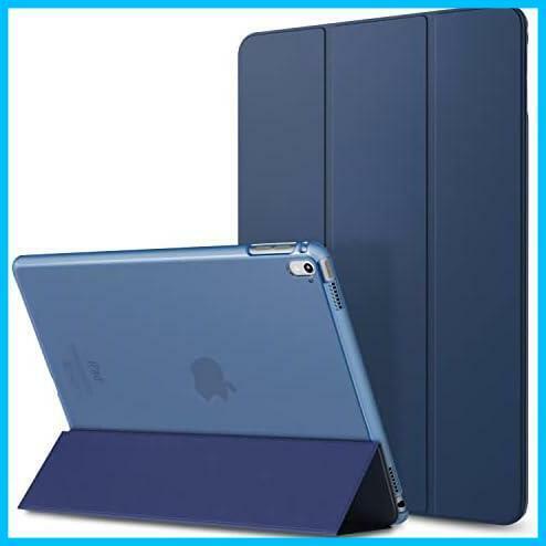 《最安》★三つ折スタンドケース_2-NavyBLUE★ PUレザー + PC 半透明 9.7インチタブレット専用 Apple - ケース 9.7 Pro iPad
