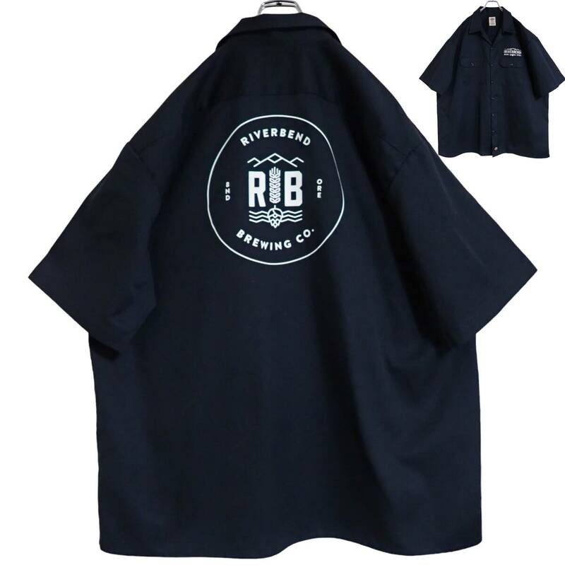 5632/Dickies半袖ワークシャツ 2XL●洗濯プレス済●ネコポス可●RIVERBEND RB BREWING Co. ディッキーズ 古着