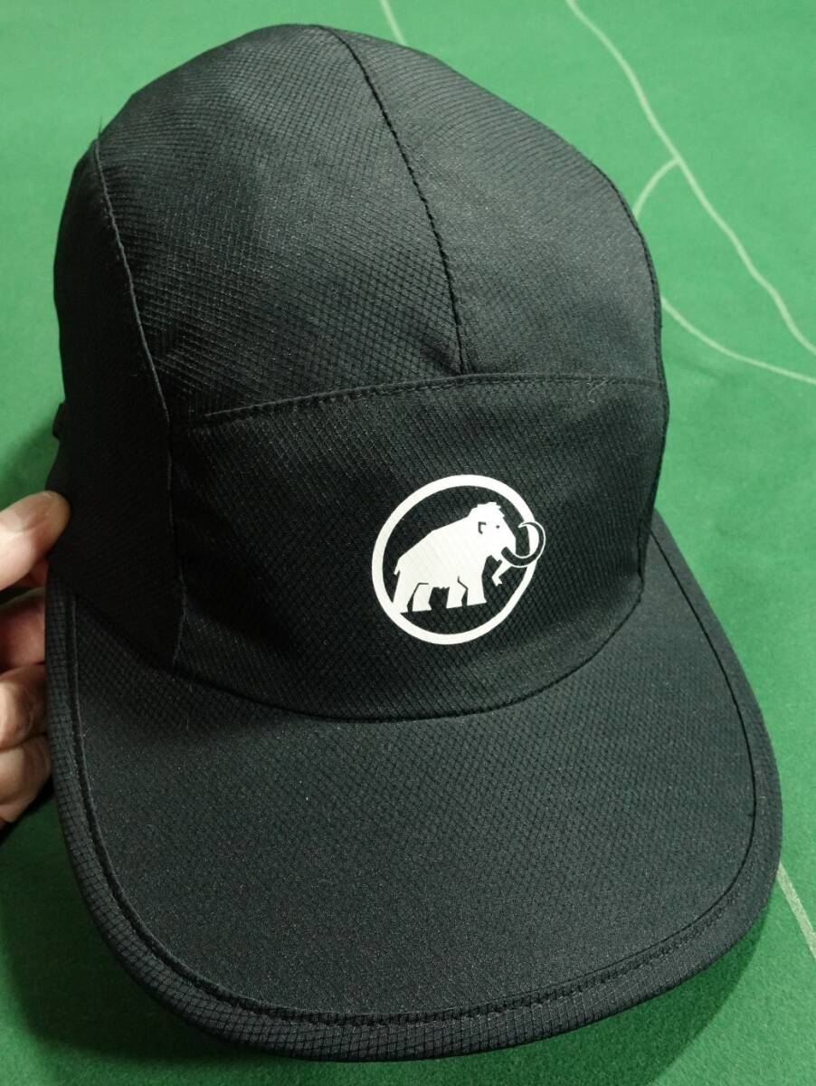 ▲MAMMUT ラン向け 吸汗速乾 ポリエステルメッシュ素材 エナジーライト キャップ ブラック S/M 美品!!!▲