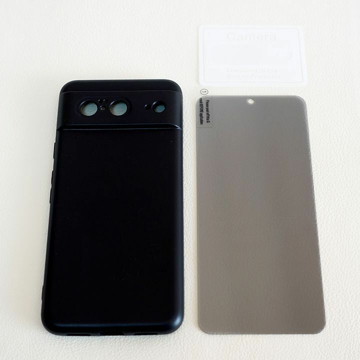 【3点フルセット】Google Pixel 8 ブラックケース+のぞき見防止ガラスフィルム+カメラガラス TPUケース 液晶保護 強化ガラス レンズ保護