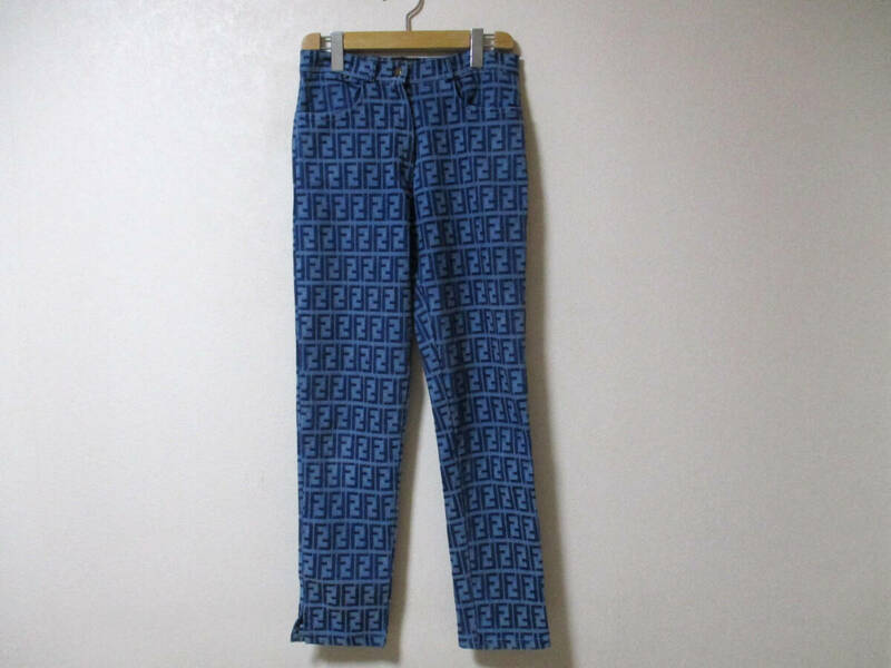 イタリア製☆FENDI　jeans フェンディ パンツ 　ズッカ柄 　ブルー　サイズM 　　（３F　ハ大