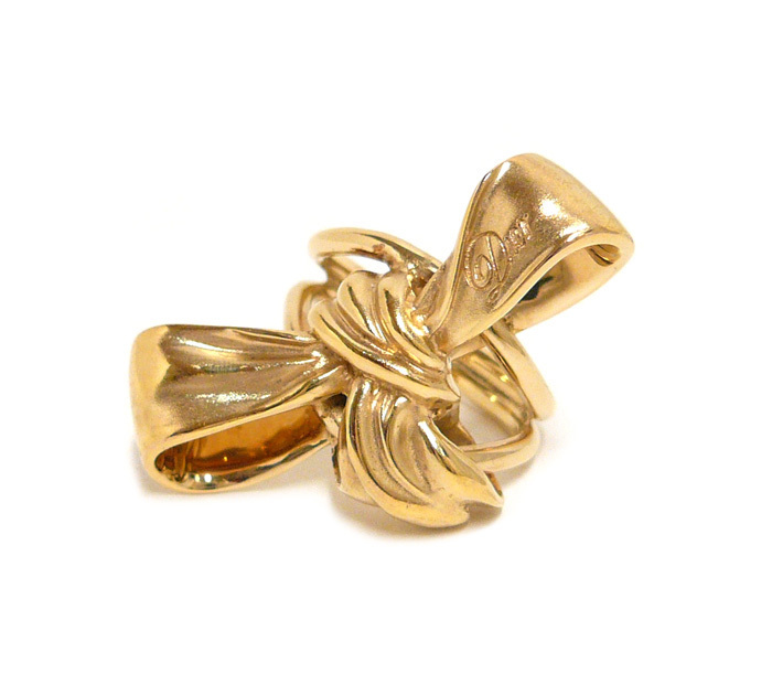 ◎Christian Dior クリスチャンディオール リボンモチーフ リング 12号 ゴールドカラー 指輪 保存袋付き アクセサリー ON5812