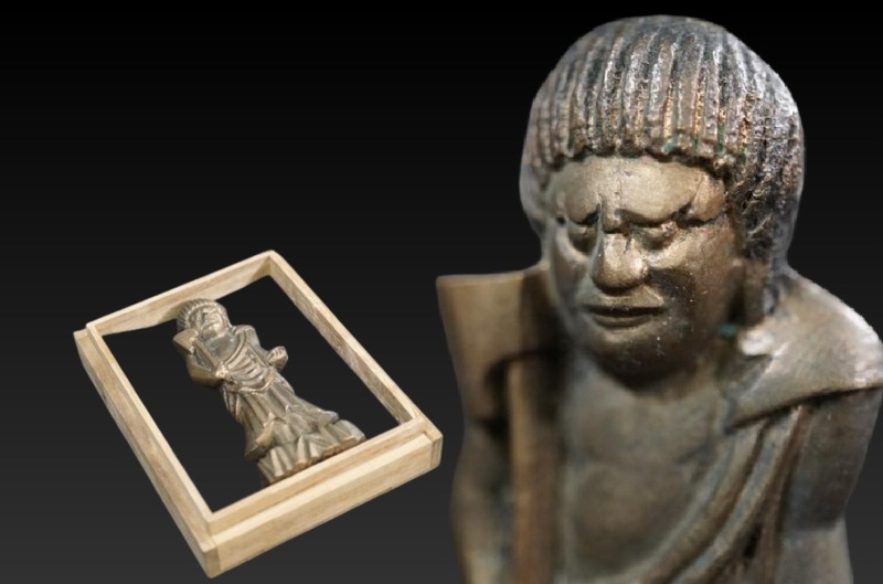 D4612-2 時代 銅製 不動明王立像 仏像 厨子箱 パラシュラ－マ神像