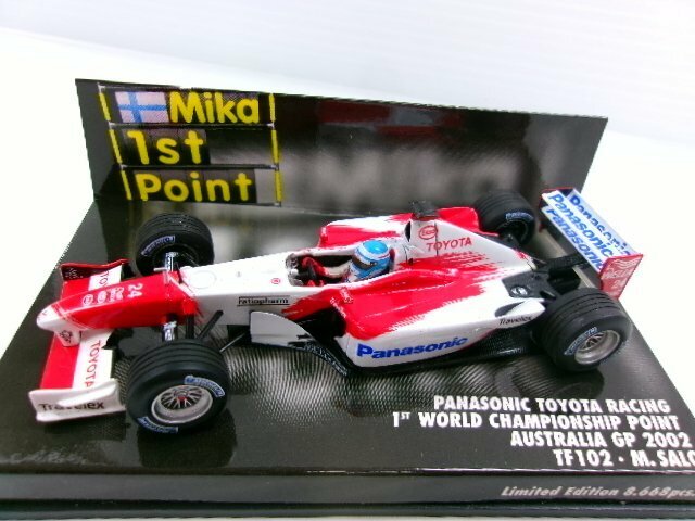 ミニチャンプス 1/43 パナソニック トヨタ レーシング TF102 #24 1st ポイント オーストラリアGP 2002 M.サロ (8179-576)